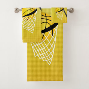 Sport 🏀 Basketball - Yellow   DIY Text Bath Towel Set