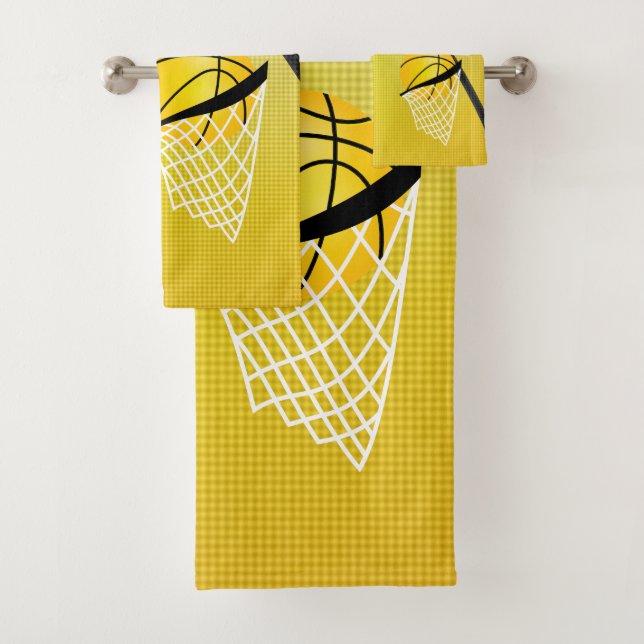 Sport 🏀 Basketball - Yellow | DIY Text Bath Towel Set (Insitu)