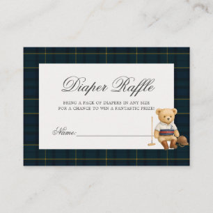 Sport Bear Baby Shower Diaper Raffle Enclosure Card
