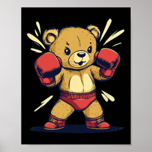 Sport Bear Outfit For And Boxing Gloves Lovers  Poster