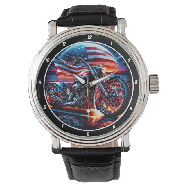 Sport Bike, American Sunset Watch. Watch (Front)