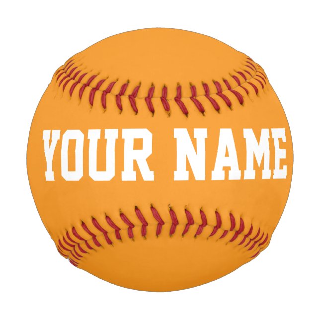 Sport Birthday gift idea custom name text orange Baseball (Front)