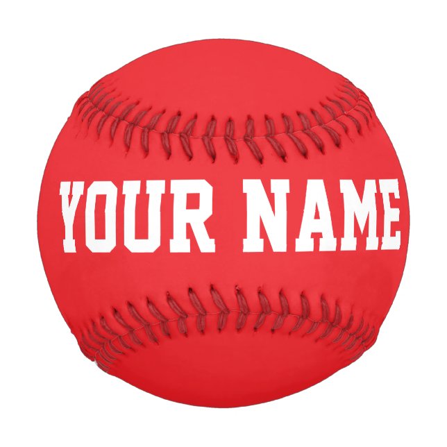 Sport Birthday gift idea custom name text red Baseball (Front)