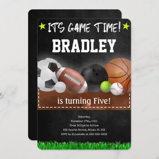 Sport Birthday Invitations (Front/Back)