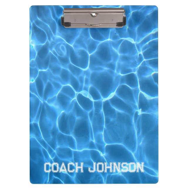 Sport Block Text Swimming or Diving Coach Clipboard (Front)