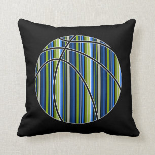 Sport Blue Green Striped Basketball Pillow