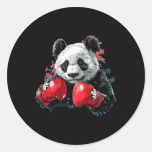 Sport Boxing Panda Costume With Boxing Gloves Classic Round Sticker