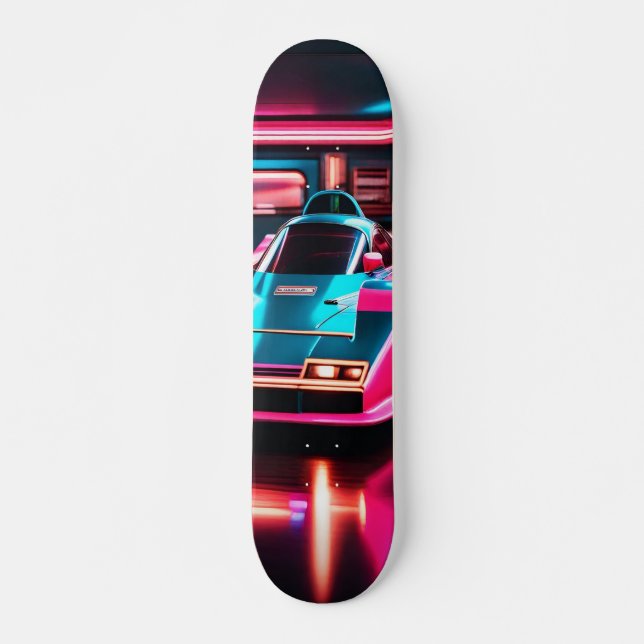 Sport Car And Neon Lights Skating Skateboard (Front)