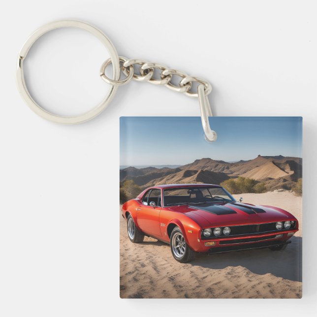 sport car in desert key ring (Front)