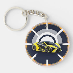 Sport Car Logo in Modern Circular Style Key Ring