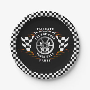 Sport Car Racing Chequered Party Tailgate Supplies Paper Plate
