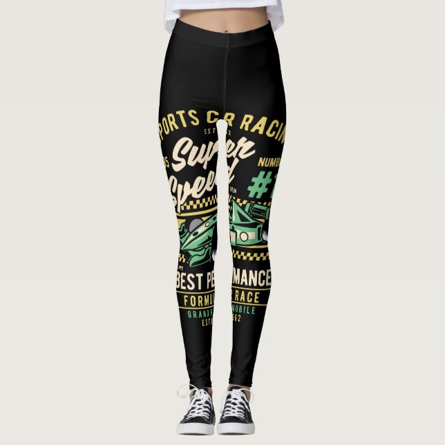 sport car racing super speed bets performance leggings (Front)