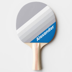Sport Cloudy Blue Sky Stripes with Name Ping Pong Paddle