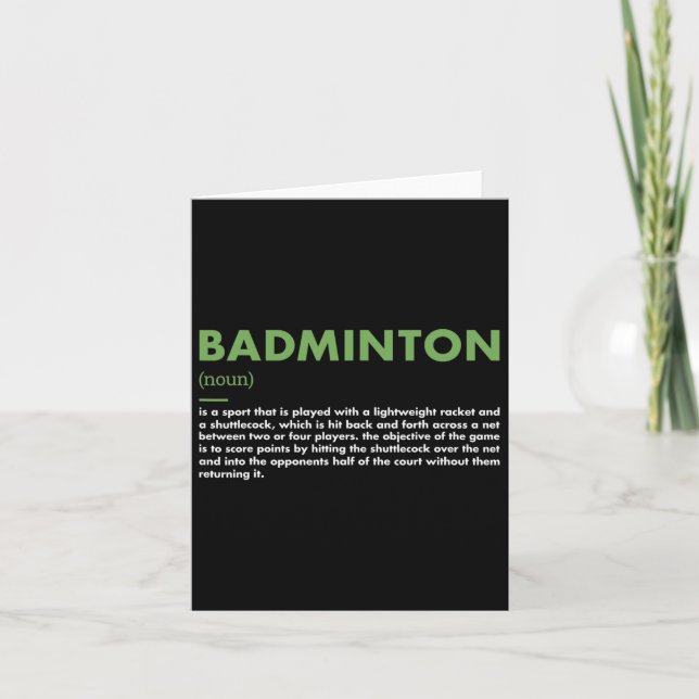 Sport Definition Badminton  Card (Front)