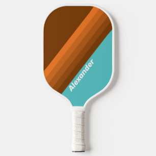Sport Desert Teal Stripes with Name Pickleball Paddle