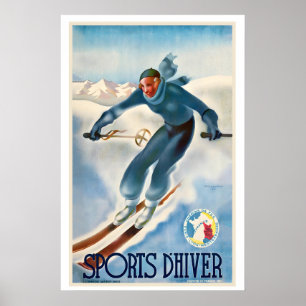 Sport D'Hiver France Mountain Snow Winter Skiing Poster