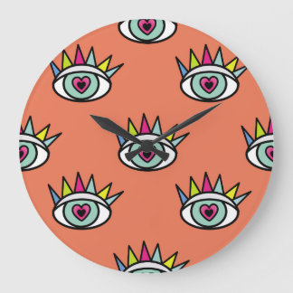 Sport eyes pattern, psychedelic vintage. large clock