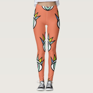 Sport eyes pattern, psychedelic vintage. leggings