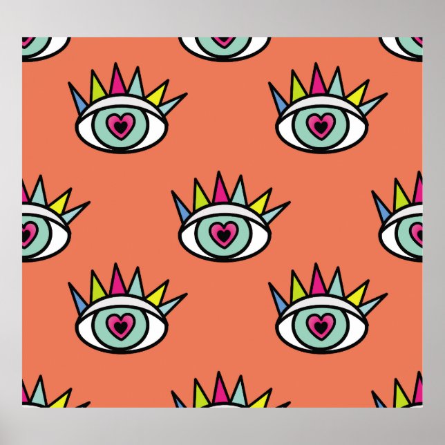 Sport eyes pattern, psychedelic vintage. poster (Front)