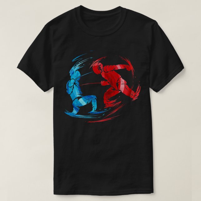 Sport Fencing Two Opponents in Fight At Fencing  T-Shirt (Design Front)