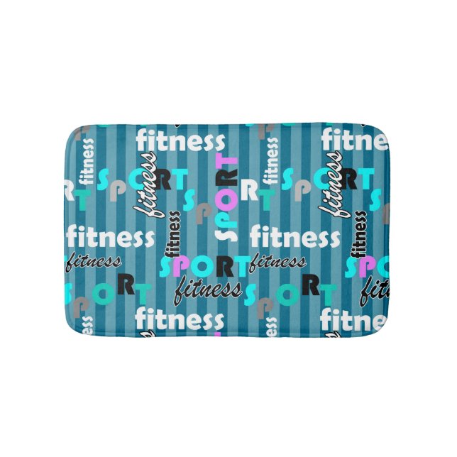 sport fitness bright text pattern for sportswear bath mat (Front)