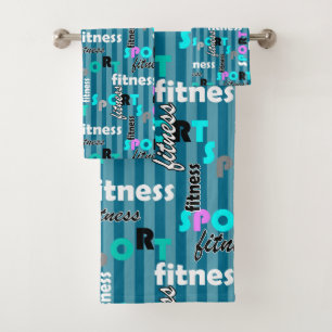sport fitness bright text pattern for sportswear bath towel set