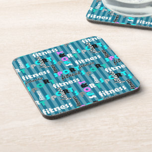 sport fitness bright text pattern for sportswear coaster