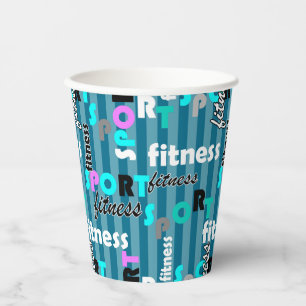 sport fitness bright text pattern for sportswear paper cups
