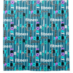 sport fitness bright text pattern for sportswear shower curtain