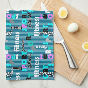 sport fitness bright text pattern for sportswear tea towel