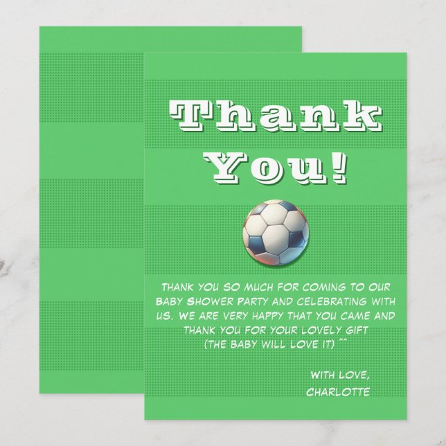 Sport Football Baby Boy Shower Thank You Card (Front/Back)