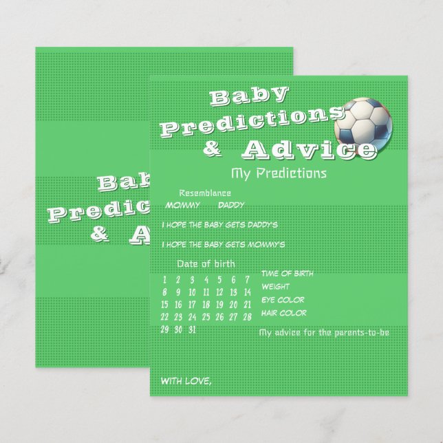 Sport Football Baby Predictions & Advice Game (Front/Back)