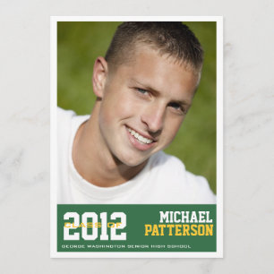 Sport Guy Photo Graduation Party Invitation Green