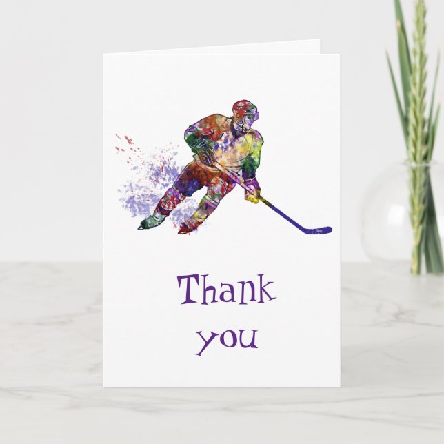 Sport Hockey  Thank you Card (Front)