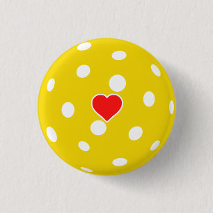 Sport I love Pickleball yellow ball with heart 3 Cm Round Badge