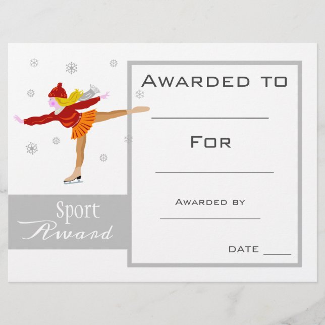Sport ice-skating certificate award (Front)