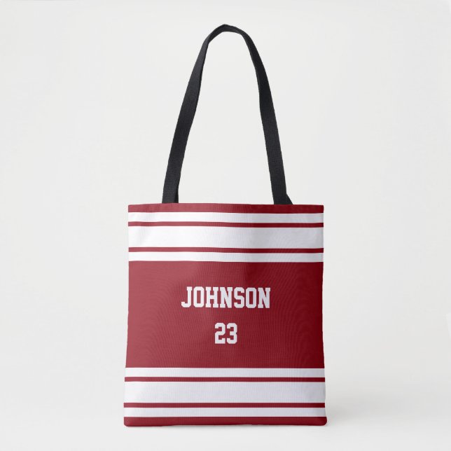 Sport Jersey Dark Red and White - DIY Text & Colou Tote Bag (Front)