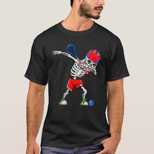 Sport Lacrosse Skeleton Men Boys Kids Halloween Co T-Shirt (Front)