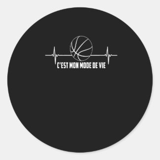 Sport Lover | Heartbeat And Basketball Classic Round Sticker