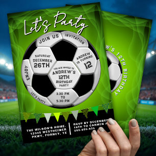 Sport Lovers Soccer Ball Boys Birthday Invitation