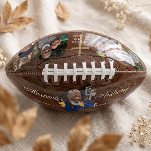 Sport Memorial Photo Keepsake Woodgrain Cross American Football