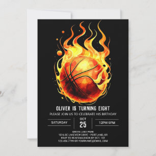 Sport Modern Happy Basketball Birthday  Invitation