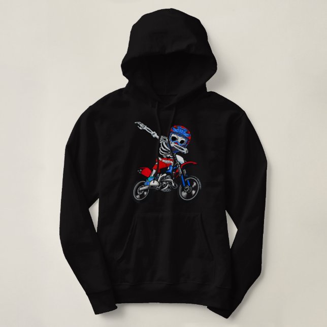 Sport Motocross Skeleton Halloween Men Boys Kids C Hoodie (Design Front)