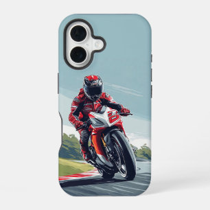 🏍️ Sport Motorcycle Rider Cruising Ocean Highway iPhone 16 Case