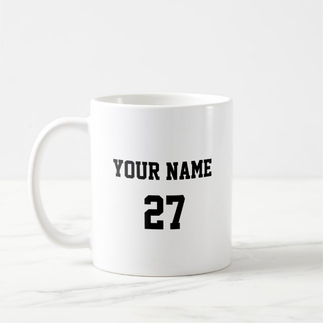 Sport Name and Number Personalised Coffee Mug (Left)