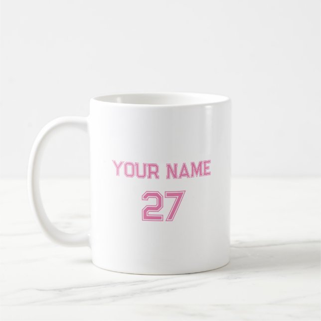 Sport Name and Number Personalised Coffee Mug (Left)