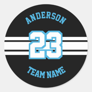 Sport Name, Team and Number Designs Classic Round Sticker