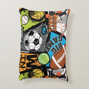 Sport Pattern With Balls Decorative Cushion
