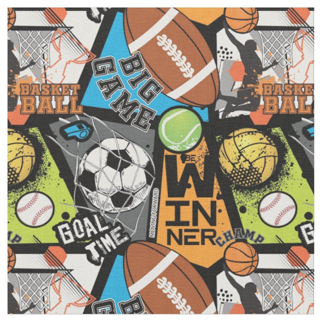 Sport pattern with balls fabric (Close Up)