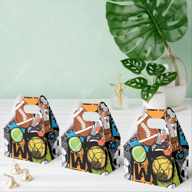 Sport Pattern With Balls Favour Box (Multiple)